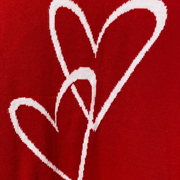Time and Tru long sleeve red crew neck sweater w/hearts, size XXXL - Picture 4 of 12